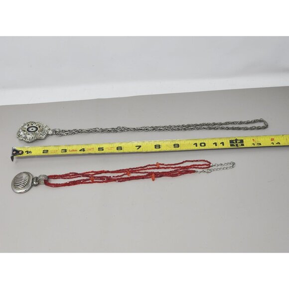 HMS Vintage Medallion Necklace & Silver Tone Silver Black Pendant‎ - Picture 7 of 7